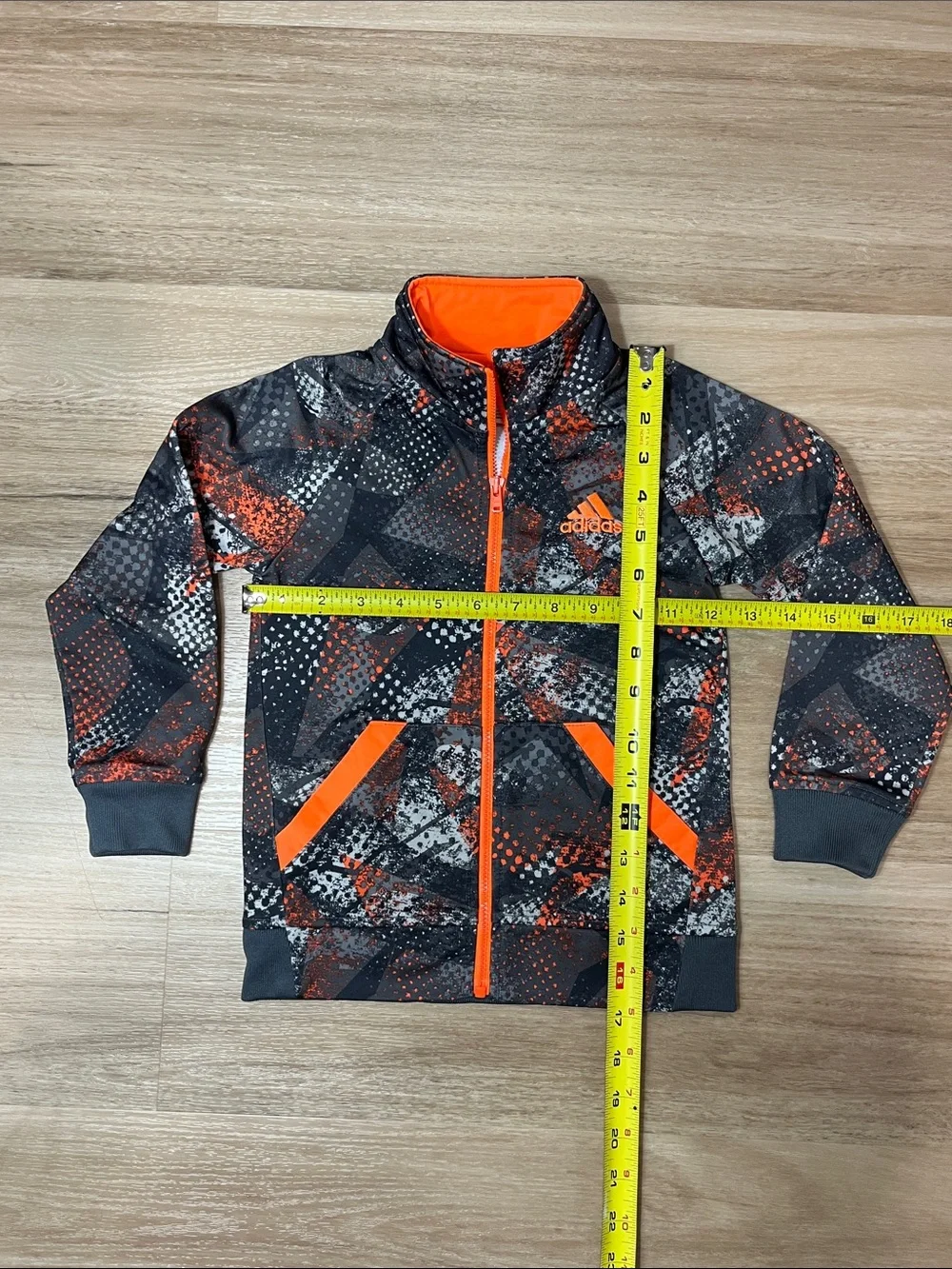 Adidas Kids Orange Black White Gray Track Soccer Sports Full Zip Jacket, size 4T